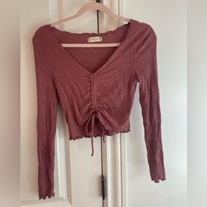Mauve long sleeve tie up top